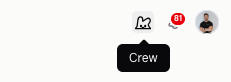 The Crew icon in the header, with its Crew tooltip.