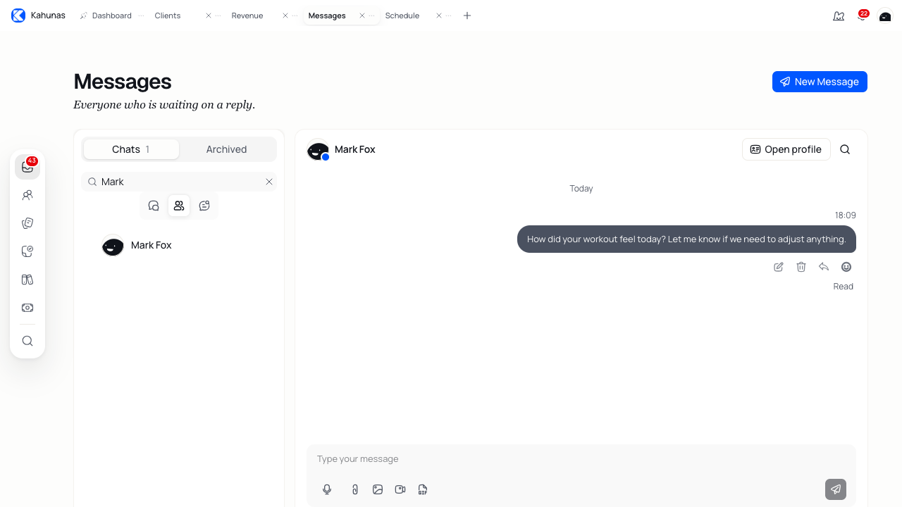 Actions beside a recently sent message, including edit, delete, thread and reaction controls.
